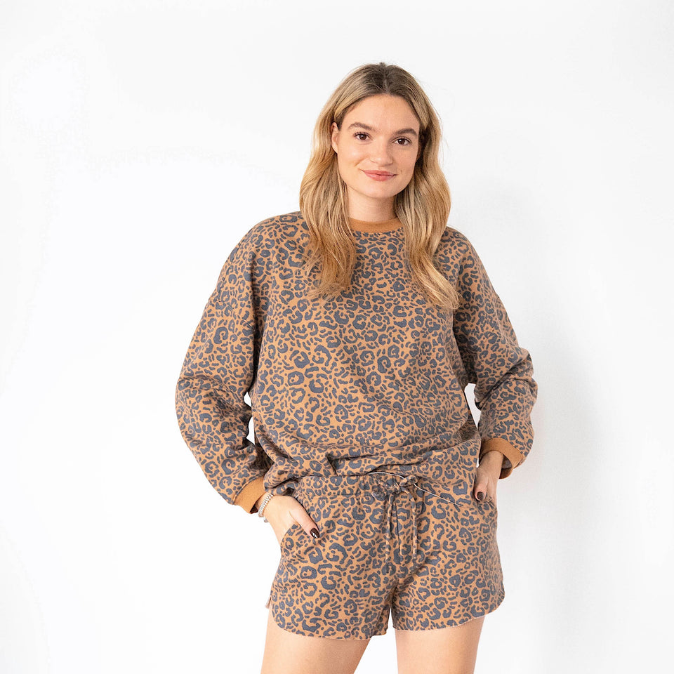 Ladies' Brown Animal Comfortwear Collection Sweatshirt