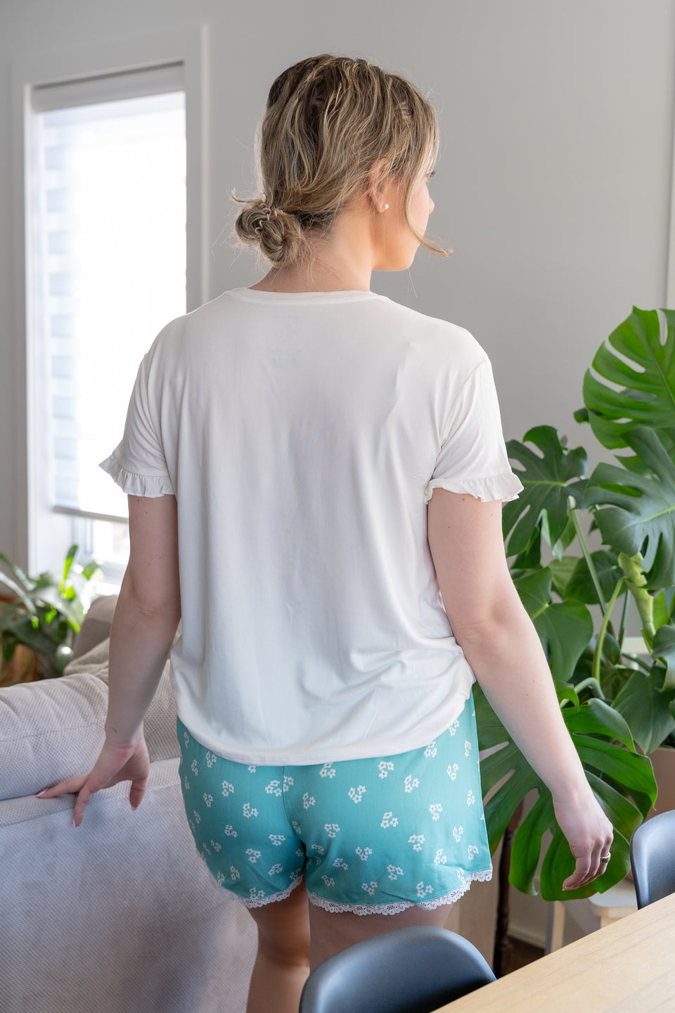 Pastel Turquoise Woven Sleep Shorts