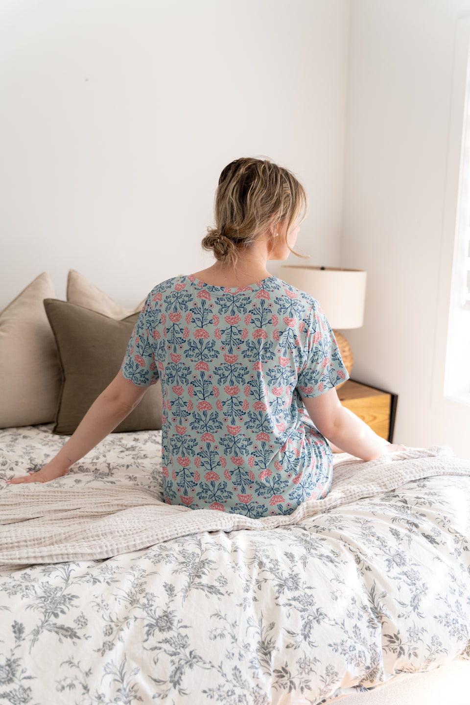 Pastel Turquoise Henley Short Sleeve Sleep Nightshirt