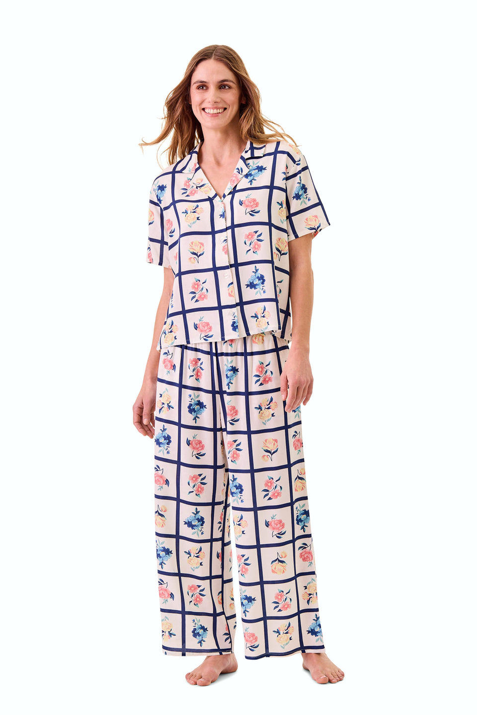 Cloud Dancer Woven Notch Sleep Capri Set