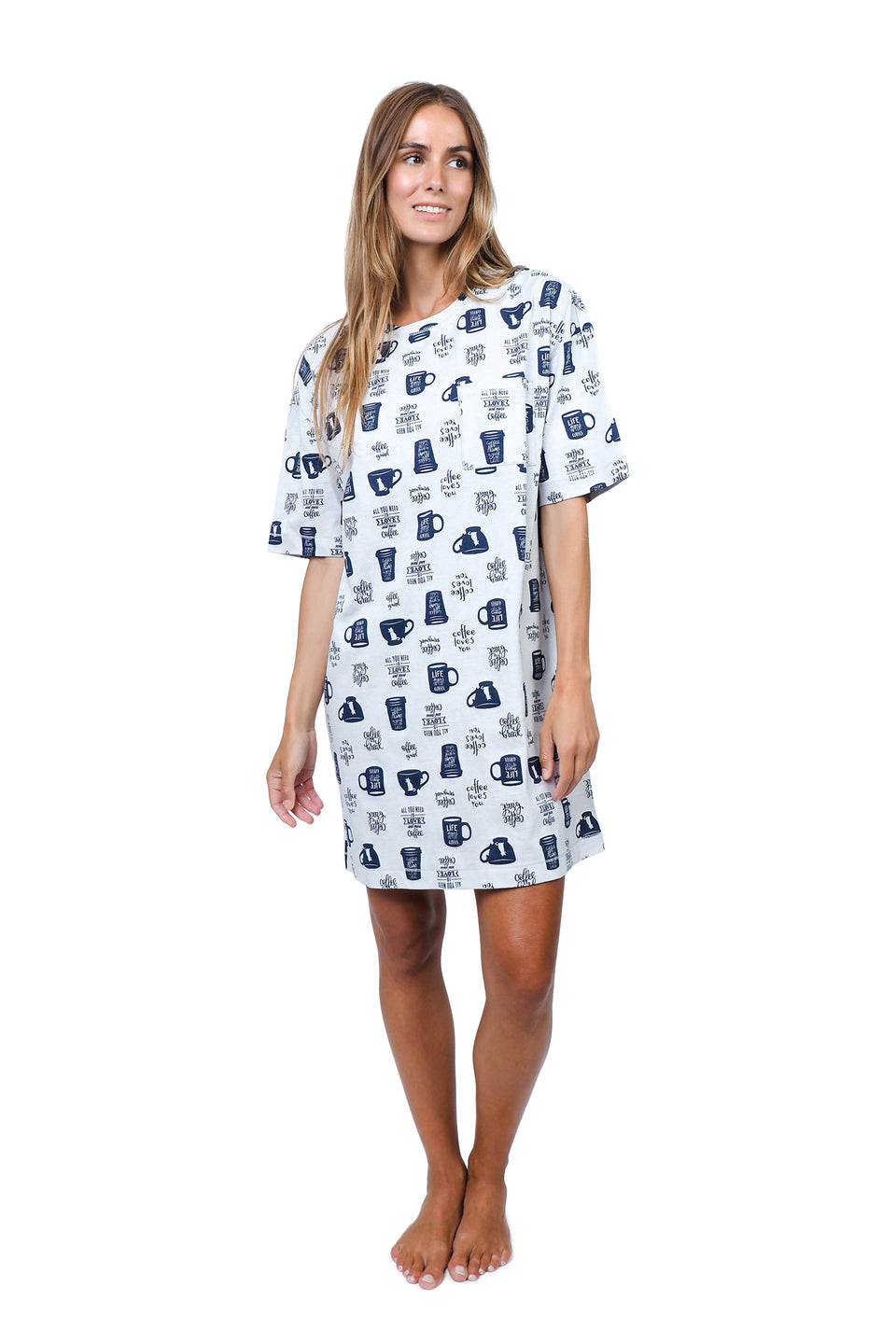 Light Oatmeal Mix Short Sleeve Nightshirt
