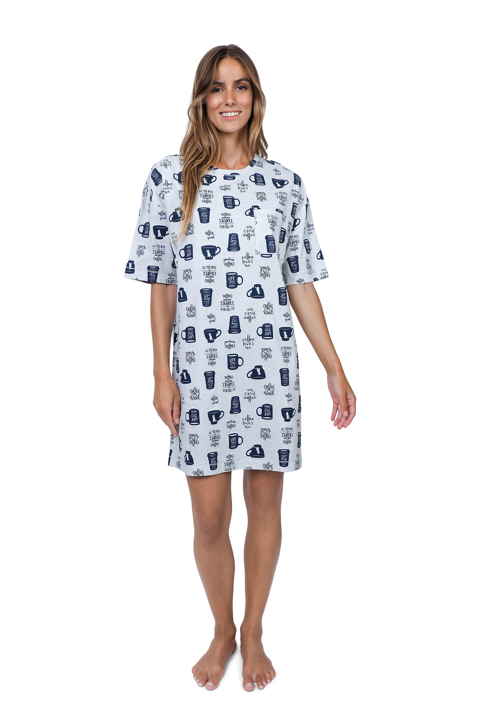 Light Oatmeal Mix Short Sleeve Nightshirt