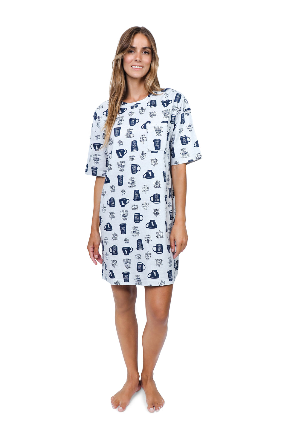 Light Oatmeal Mix Short Sleeve Nightshirt