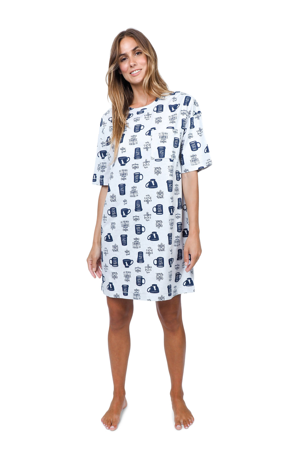 Light Oatmeal Mix Short Sleeve Nightshirt
