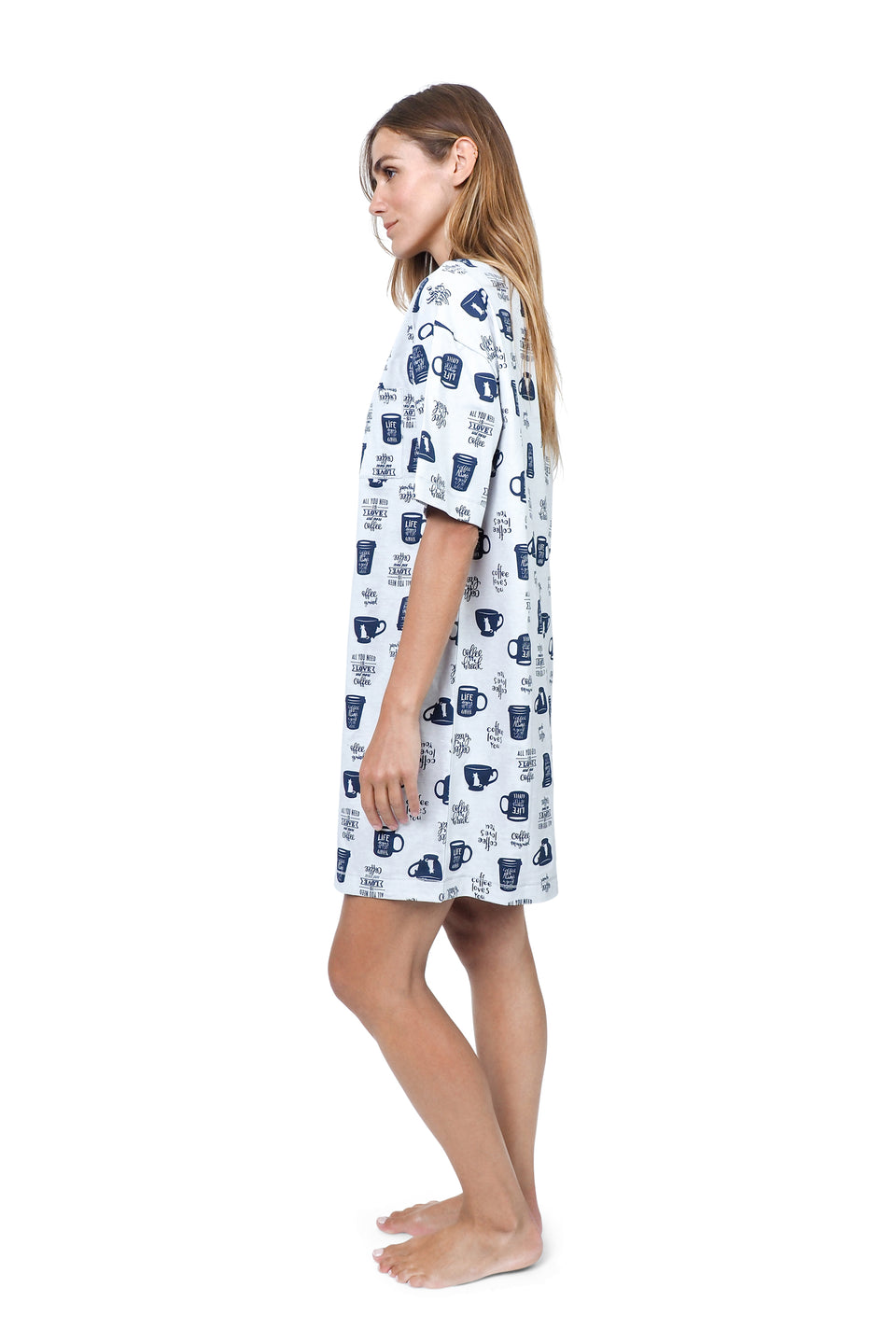 Light Oatmeal Mix Short Sleeve Nightshirt