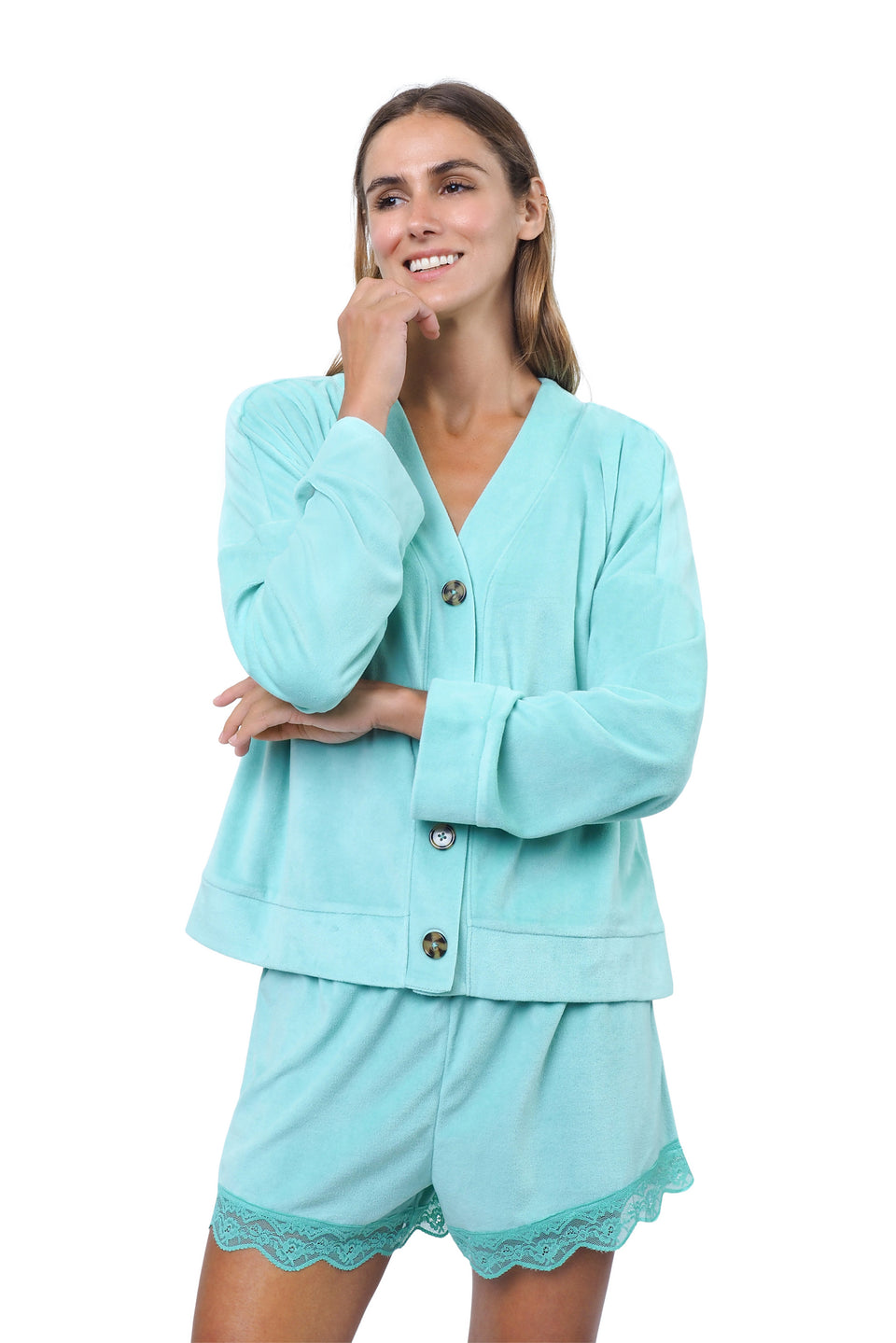 Dusty Jade Green Long Sleeve Cardigan