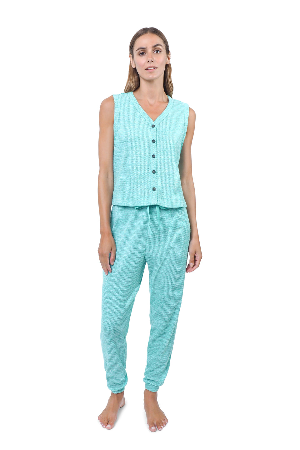 Dusty Jade Green Vest PJ Set