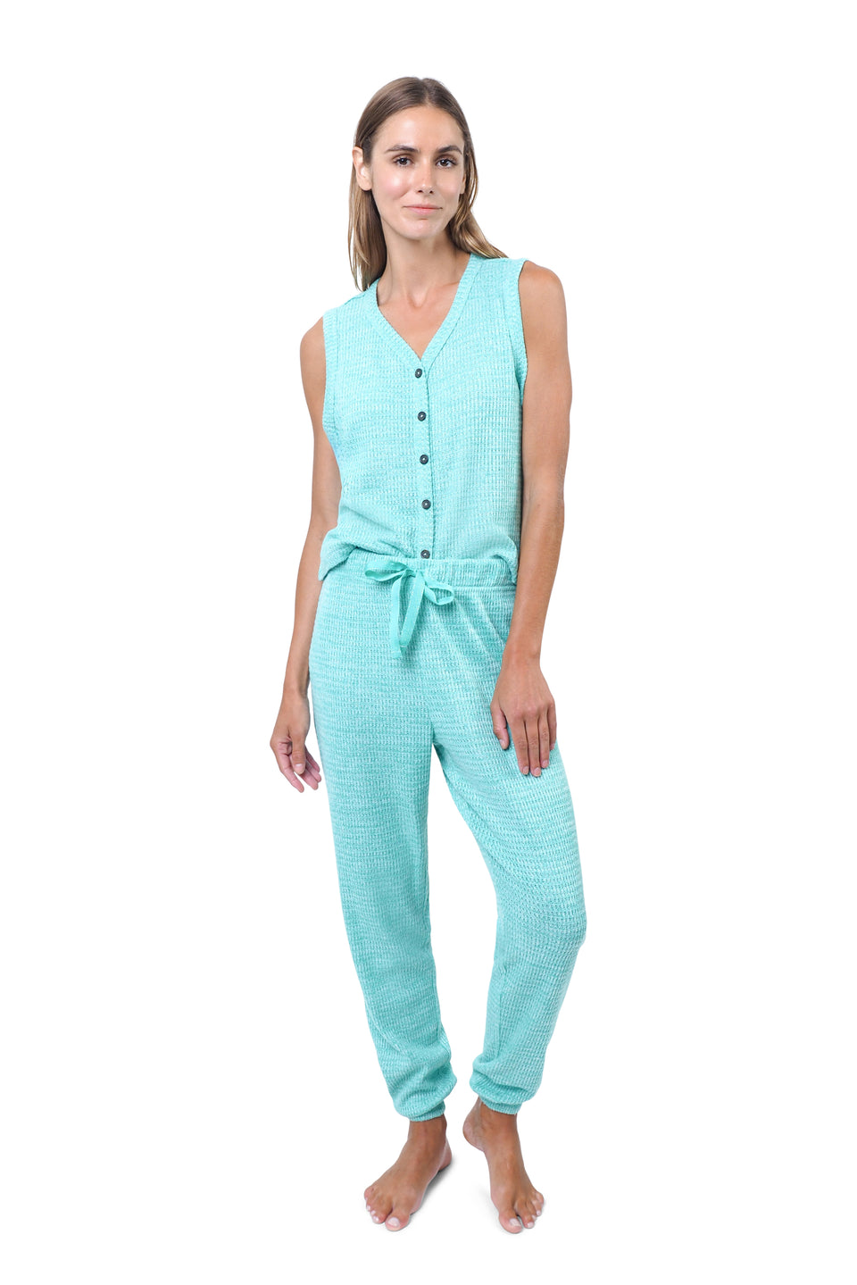 Dusty Jade Green Vest PJ Set