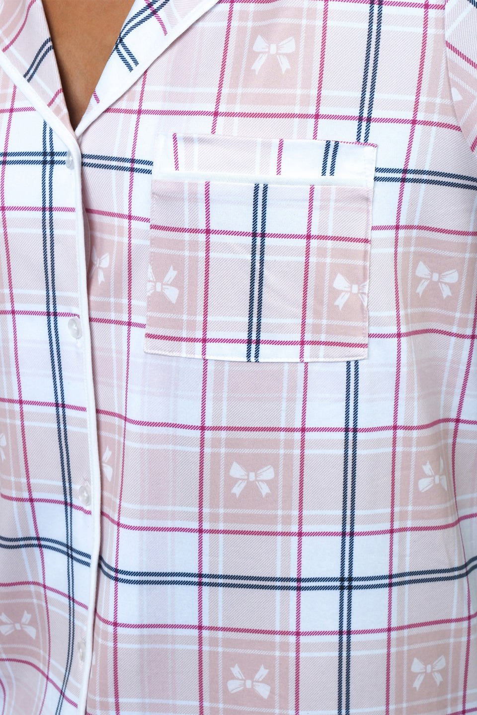 Cloud Dancer Plaid Notched Collar PJ Set