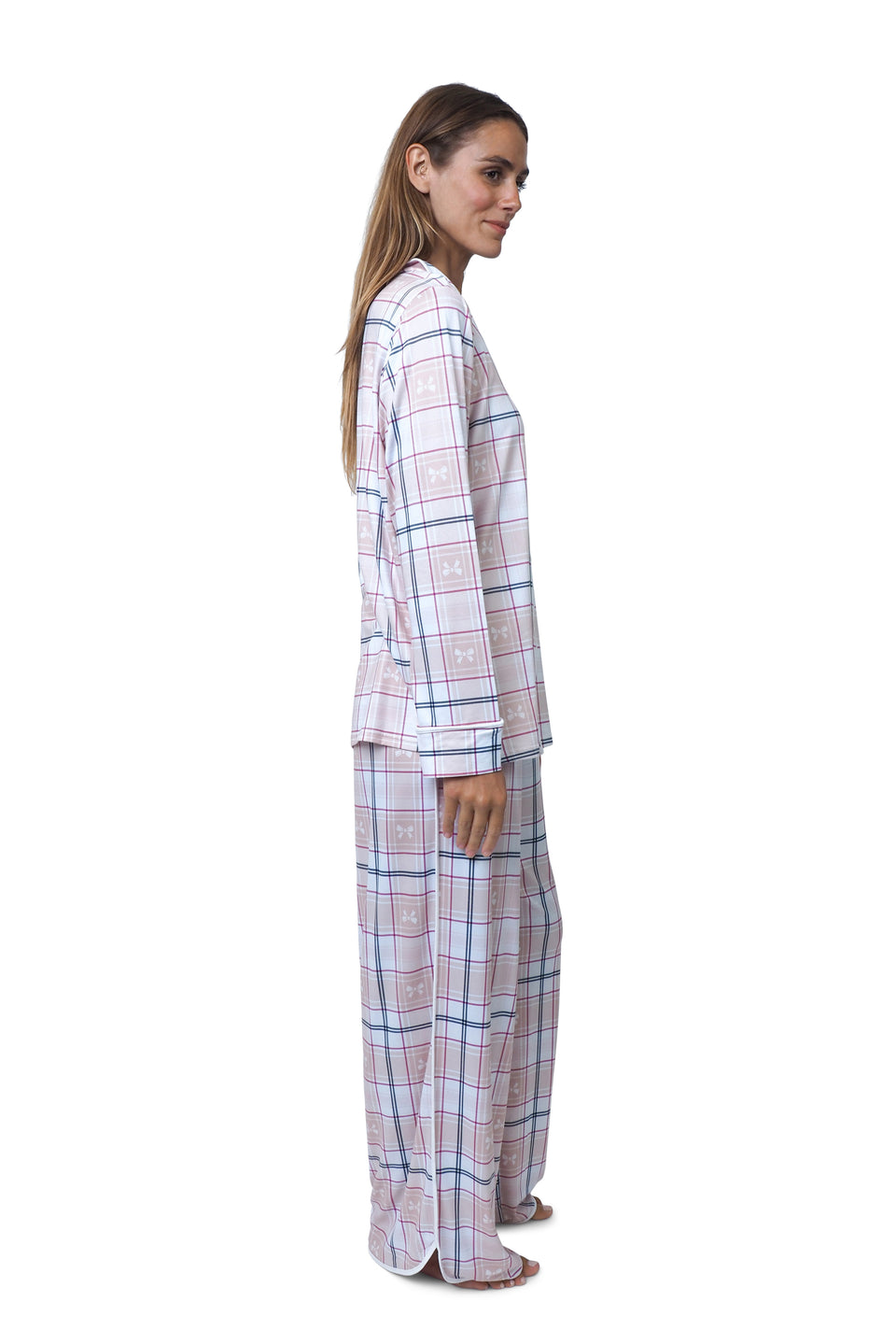 Cloud Dancer Plaid Notched Collar PJ Set