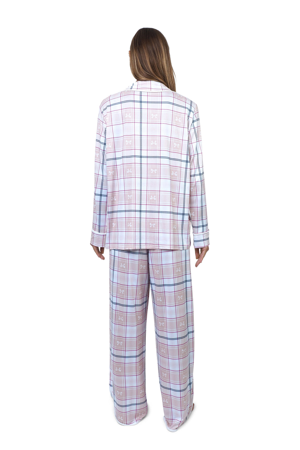 Cloud Dancer Plaid Notched Collar PJ Set