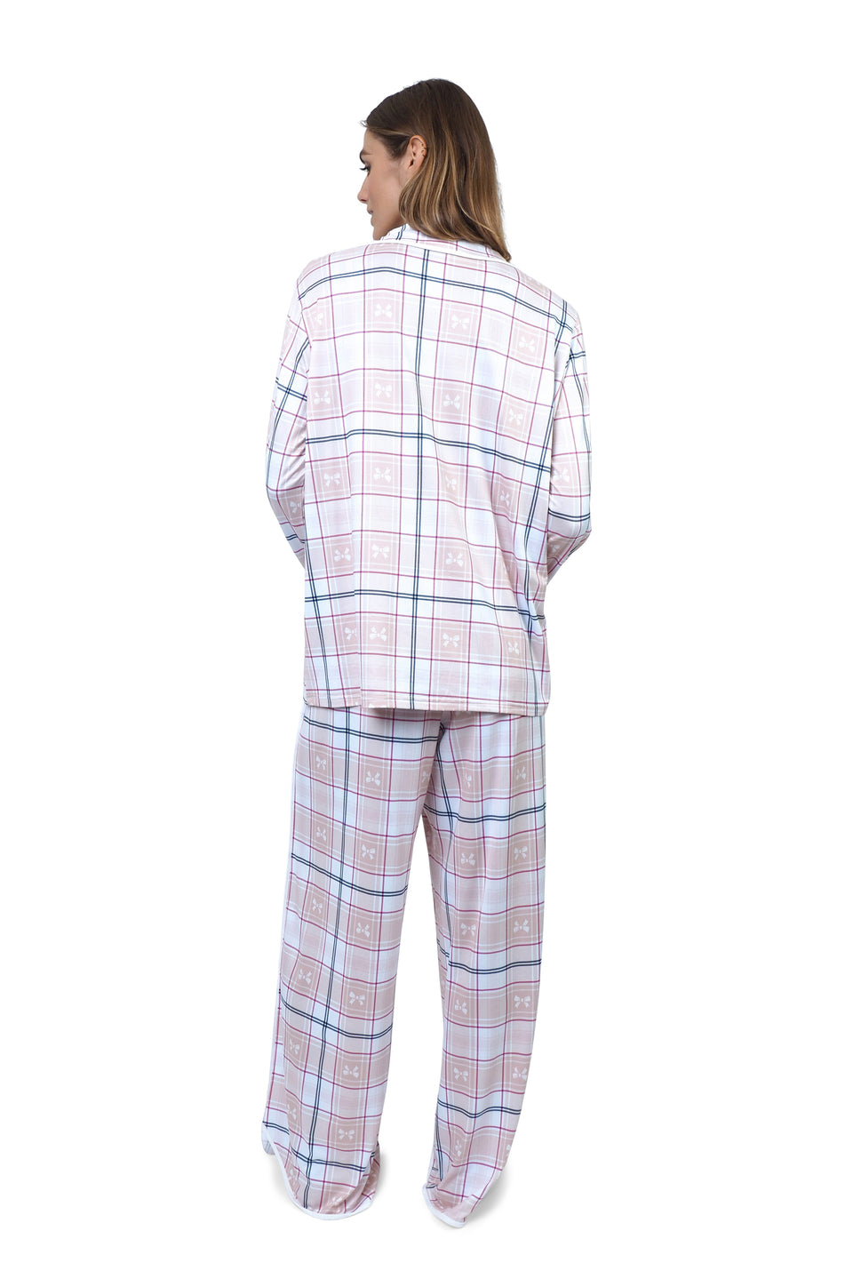 Cloud Dancer Plaid Notched Collar PJ Set