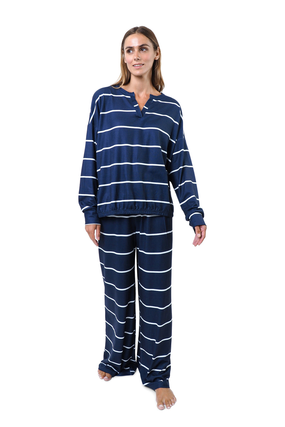 Navy Blazer Henley PJ Set