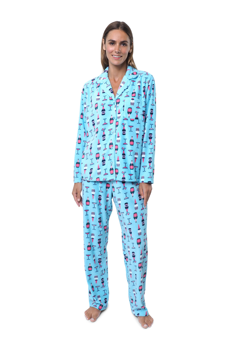 Ocean Current Fleece Notched Collar PJ Set