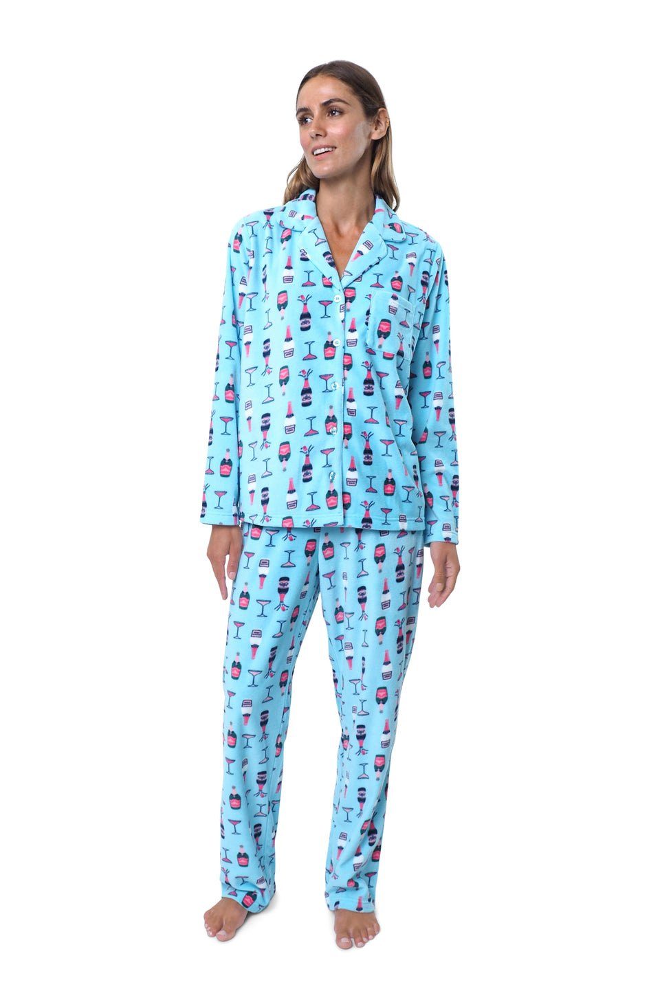 Ocean Current Fleece Notched Collar PJ Set