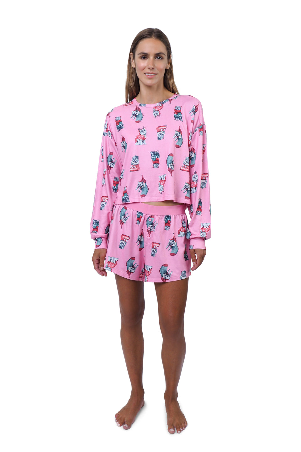 Pink Cherub Long Sleeve Boxer Set