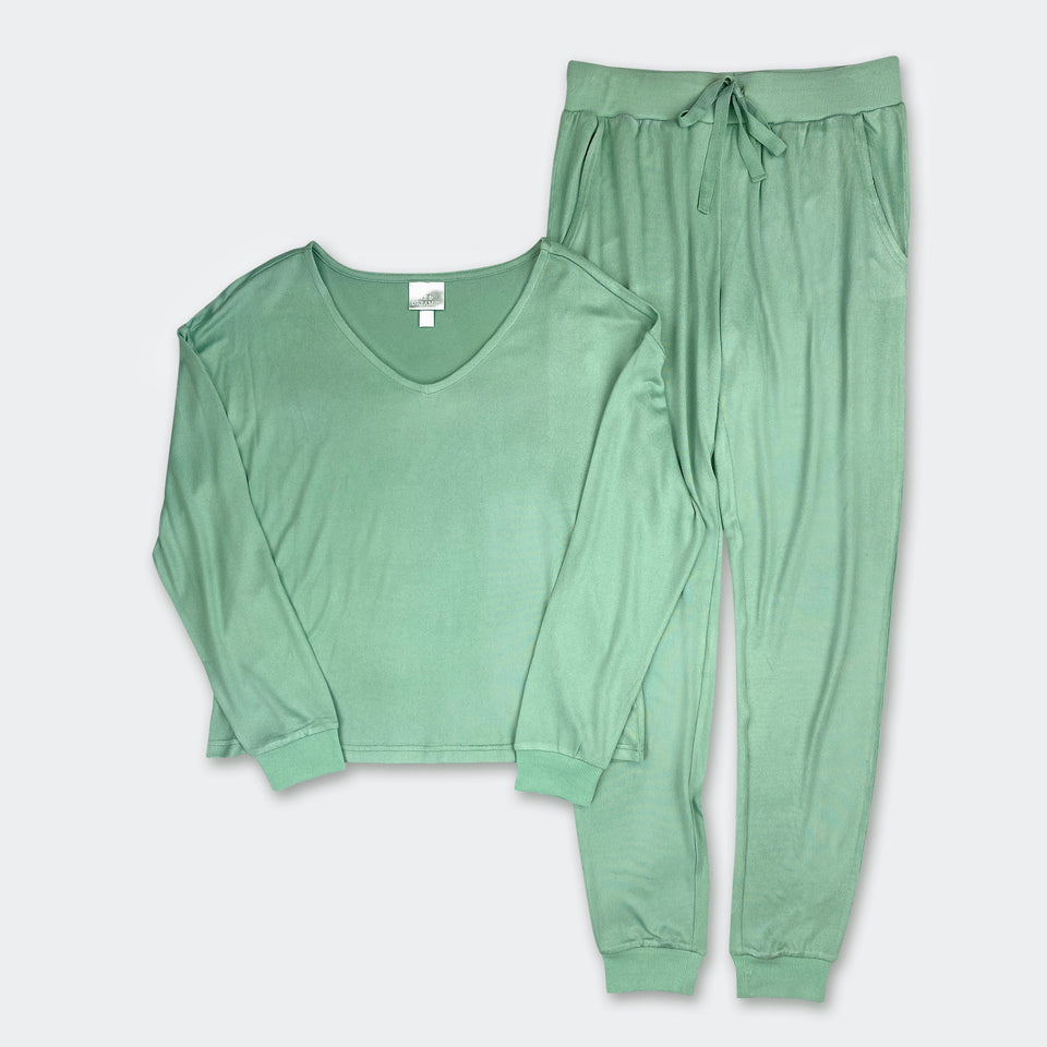 Ladies' 2-PC Green Pajama Set