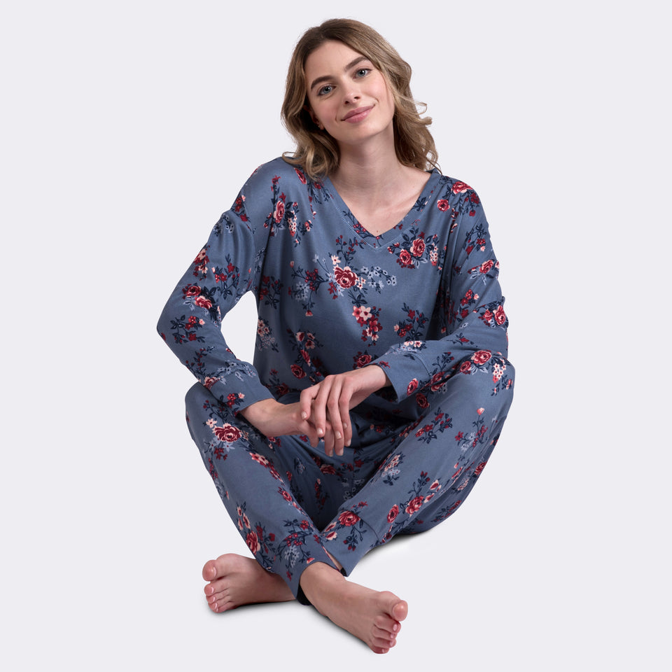 Ladies' 2-PC Blue Super Soft Pajama Set